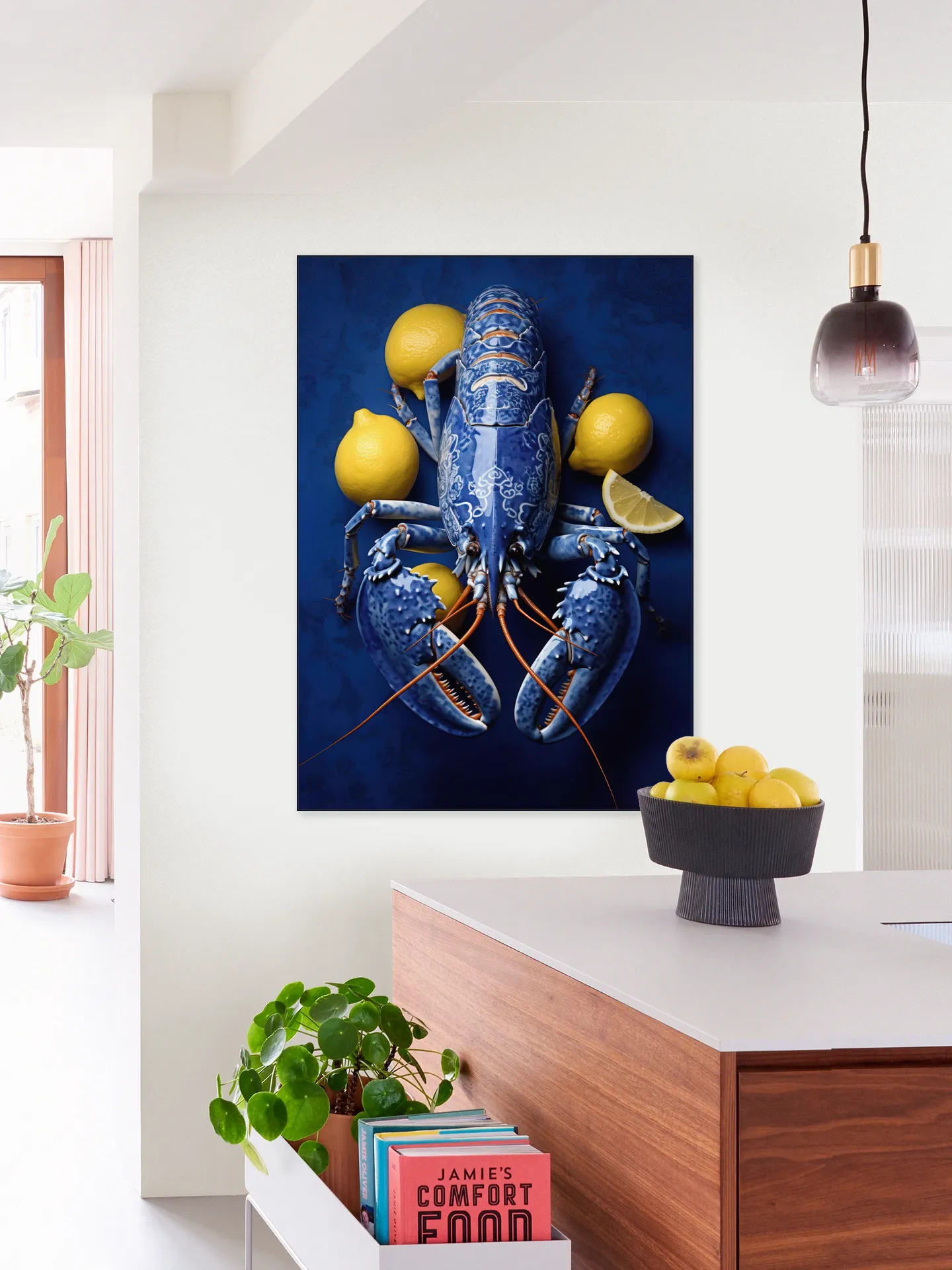 Luxe Lobster in Delft Blue with Lemon