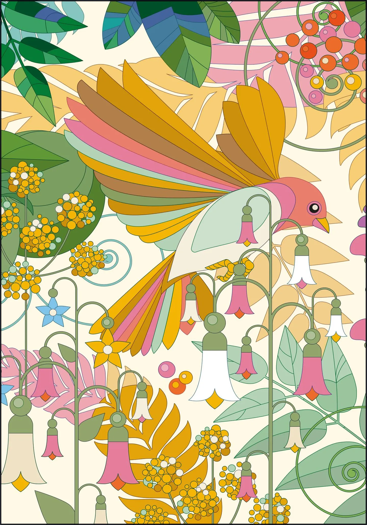 Morning Bird with Flowers