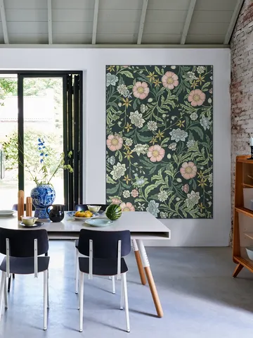 Morris trailing floral foliage - dark green, pink