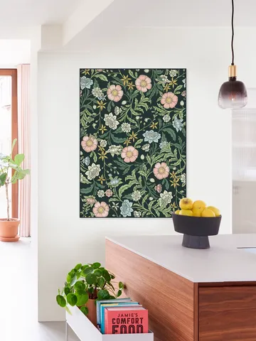Morris trailing floral foliage - dark green, pink