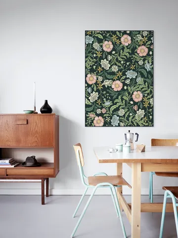 Morris trailing floral foliage - dark green, pink