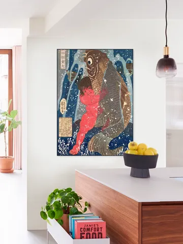 Kintoki swims up the Waterfall