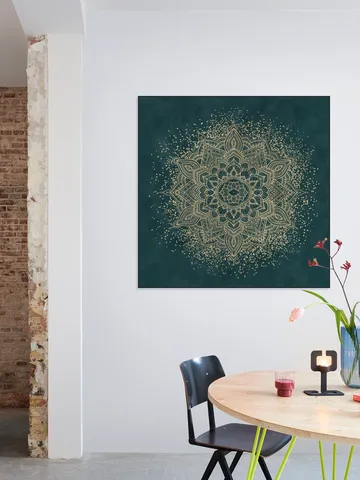 Boho Sparkling Mandala Teal Gold