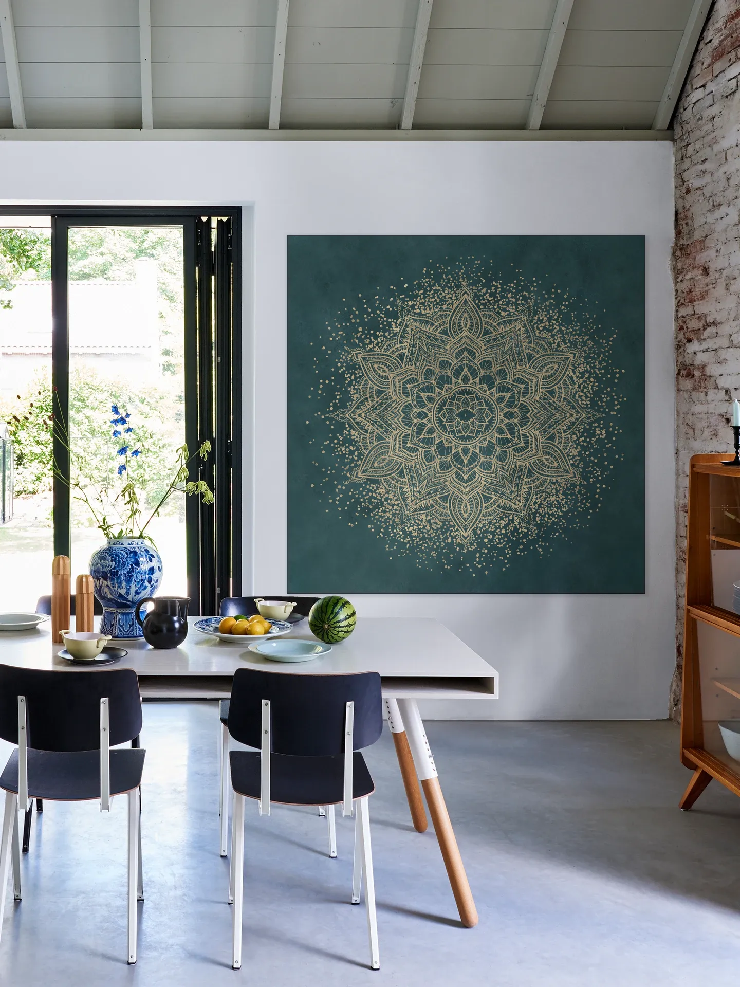 Boho Sparkling Mandala Teal Gold