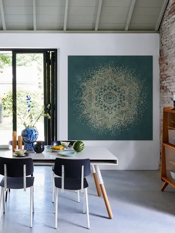 Boho Sparkling Mandala Teal Gold