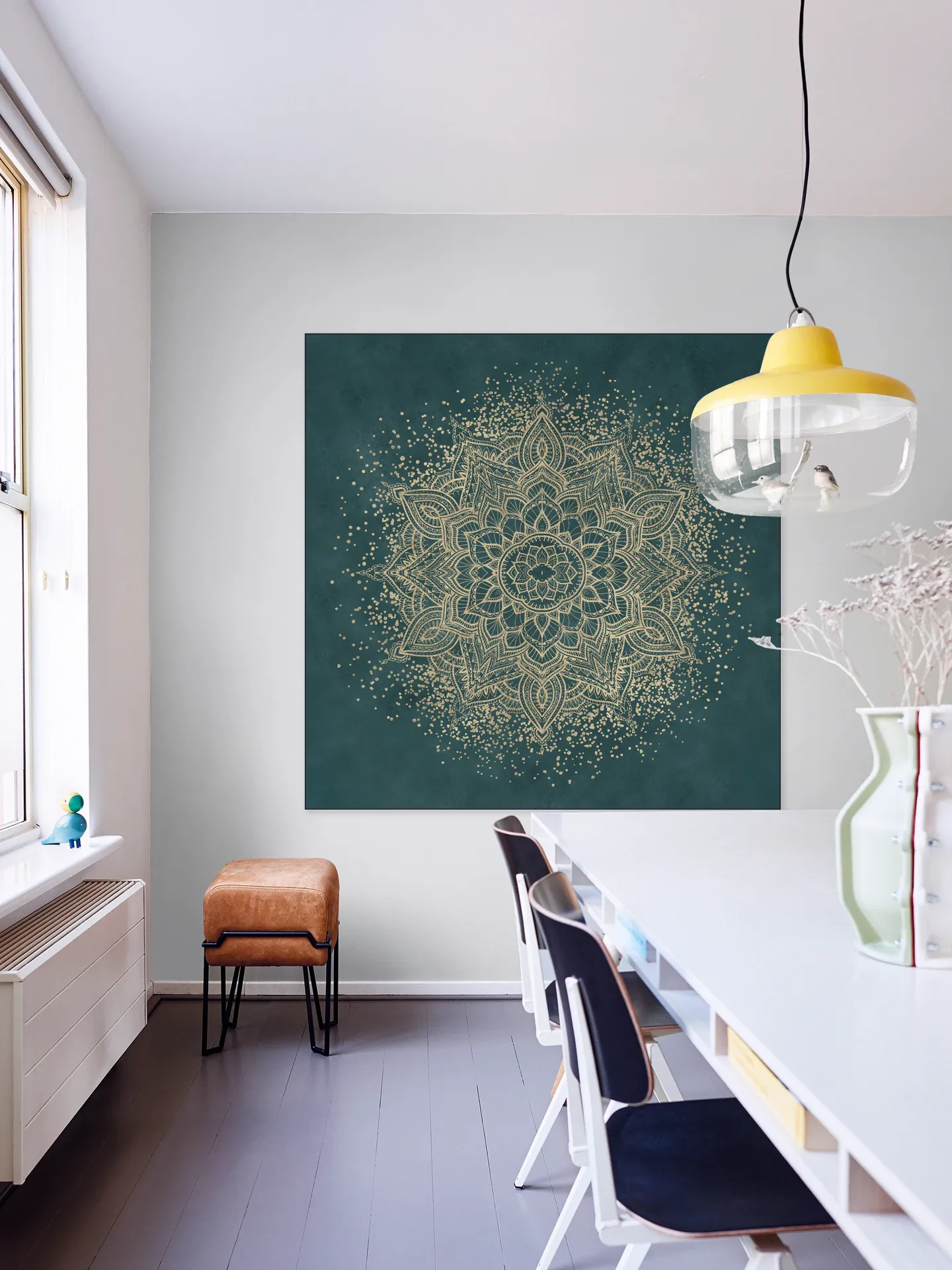 Boho Sparkling Mandala Teal Gold