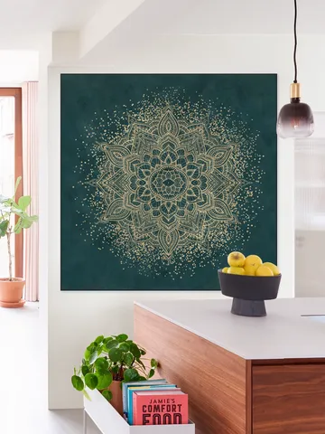 Boho Sparkling Mandala Teal Gold