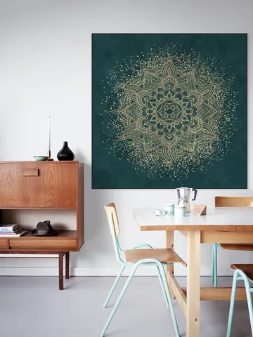 Boho Sparkling Mandala Teal Gold