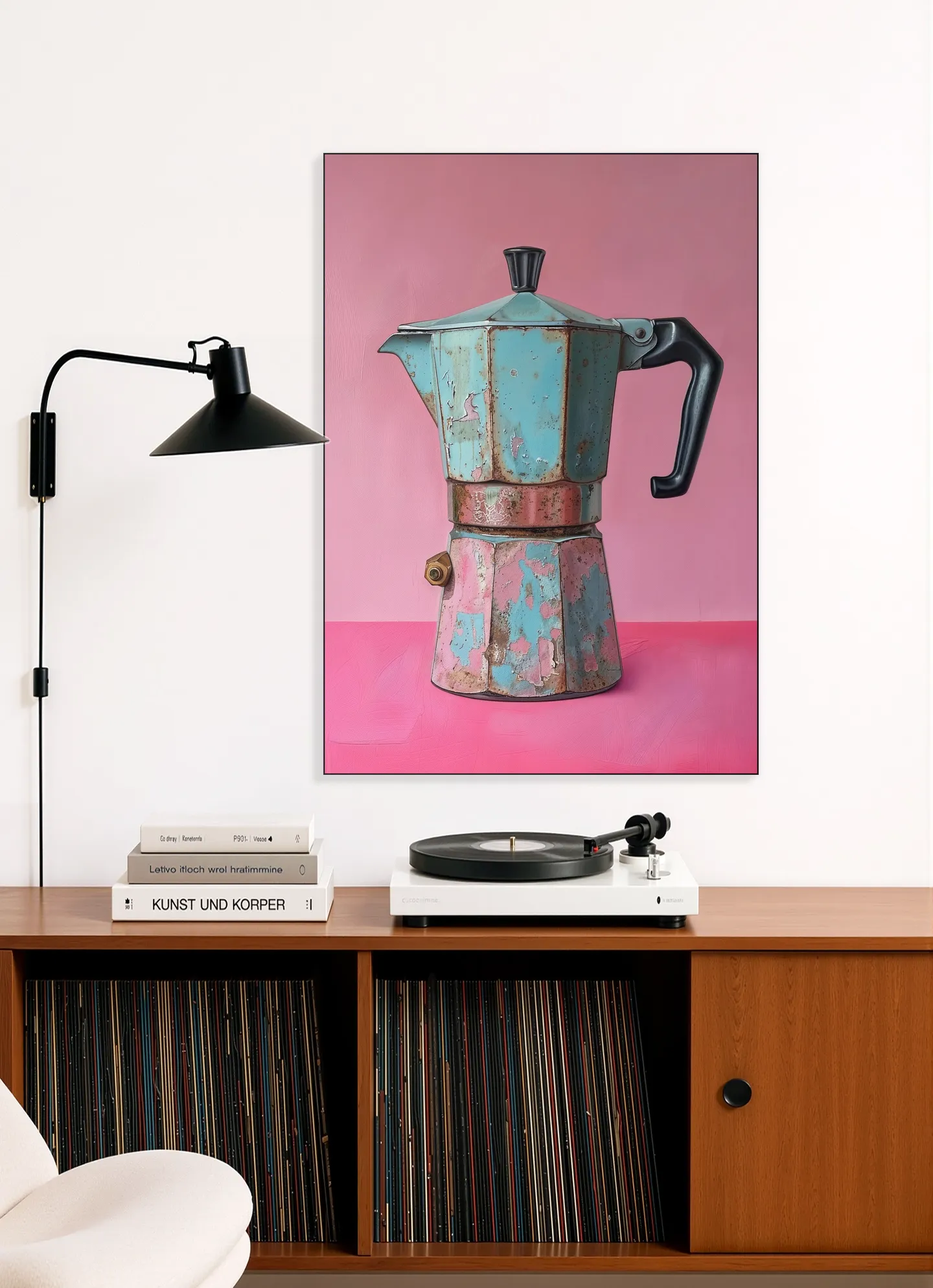 Vintage Coffee Percolator - Magenta and Turqoise
