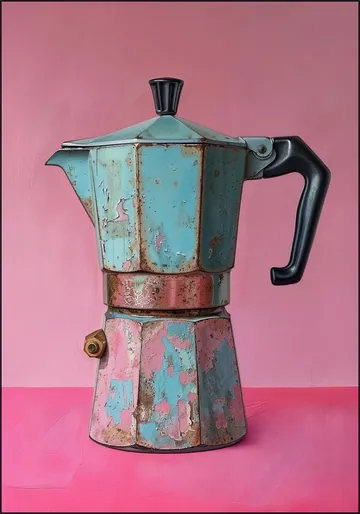 Vintage Coffee Percolator - Magenta and Turqoise