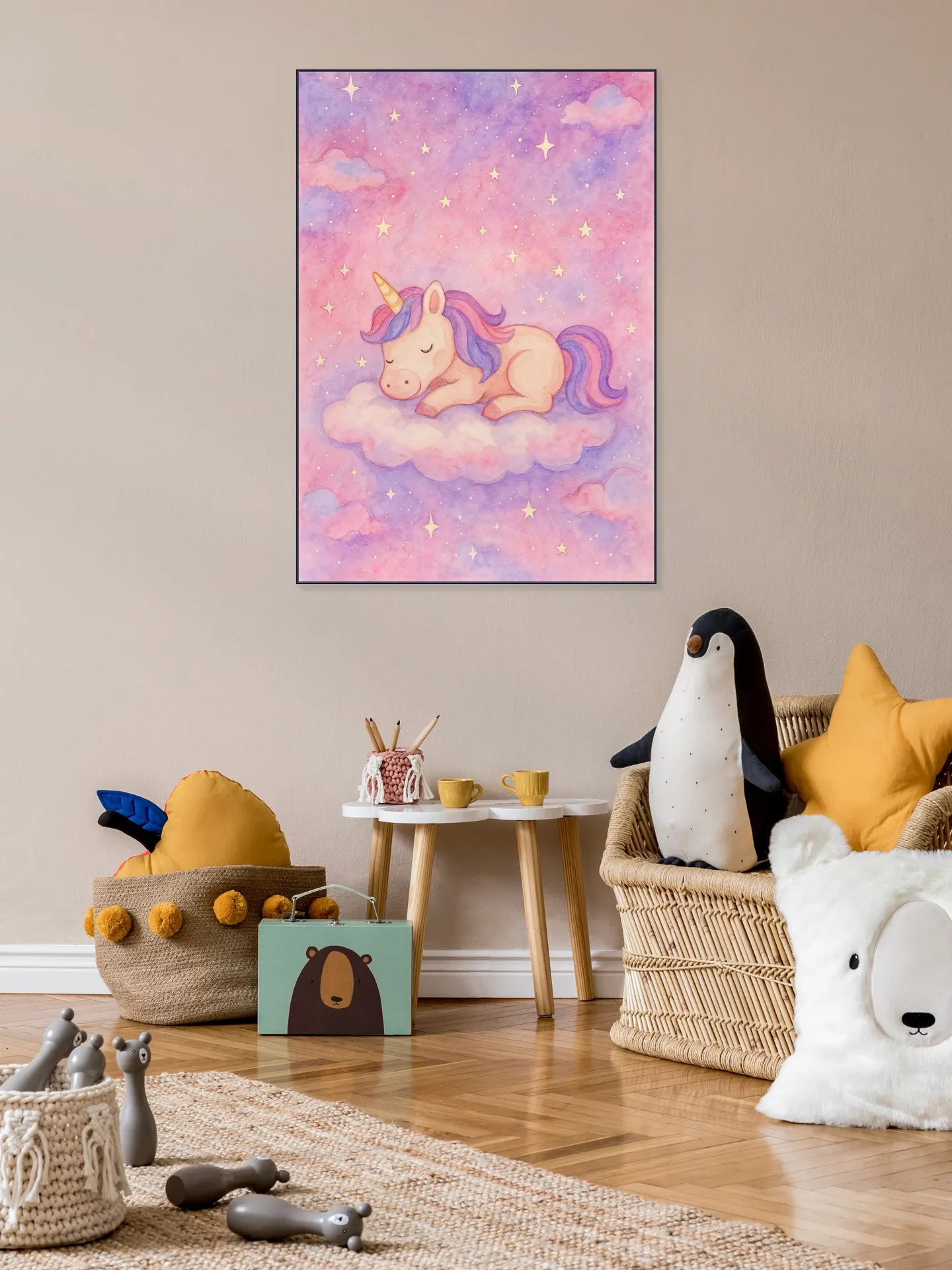 A Unicorn Dreaming on a Pink Cloud