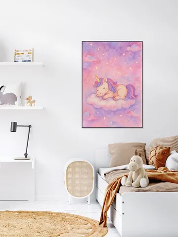 A Unicorn Dreaming on a Pink Cloud