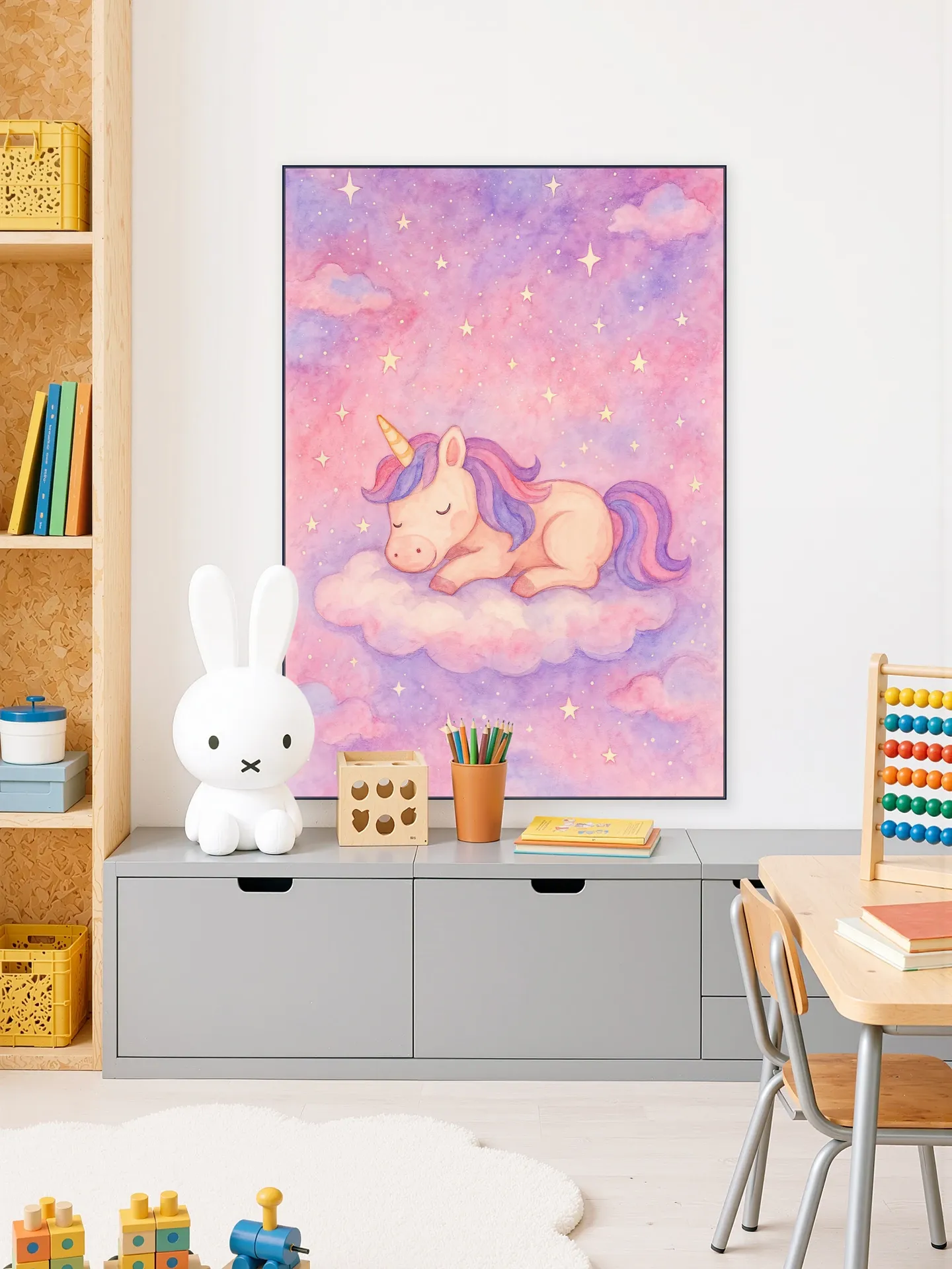 A Unicorn Dreaming on a Pink Cloud