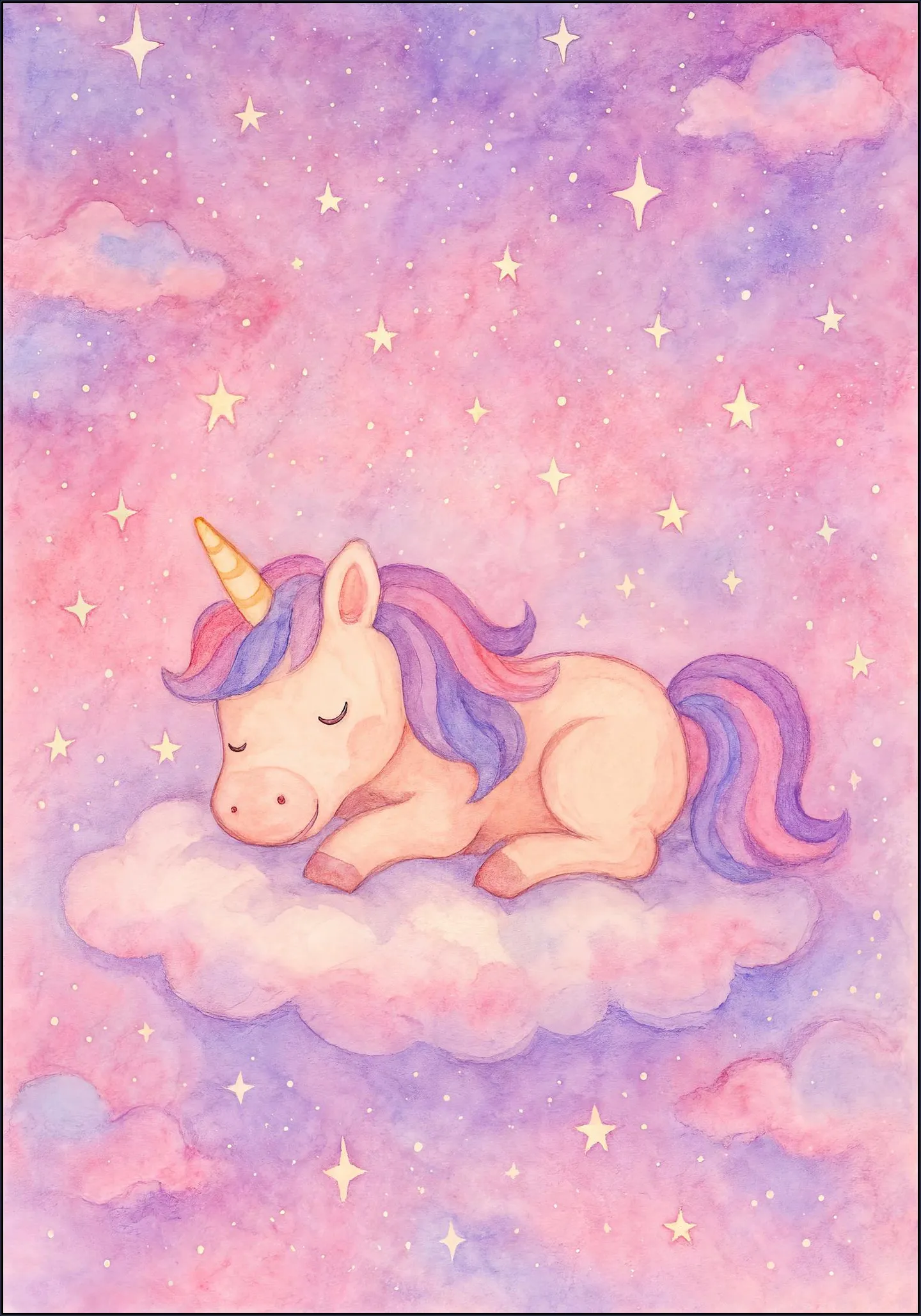 A Unicorn Dreaming on a Pink Cloud