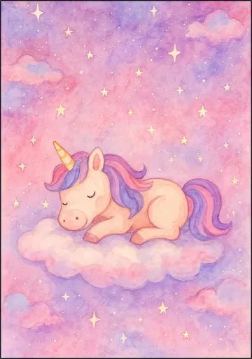 A Unicorn Dreaming on a Pink Cloud