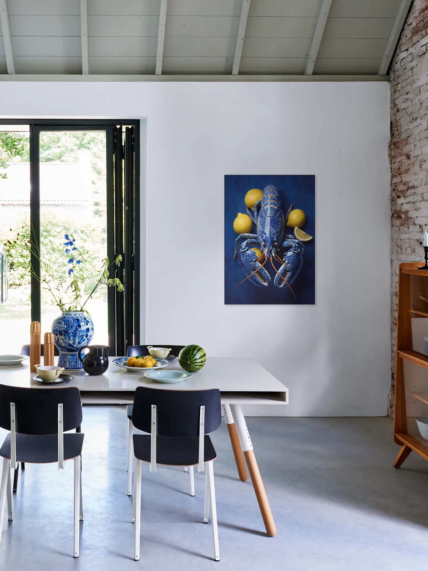 Luxe Lobster in Delft Blue with Lemon