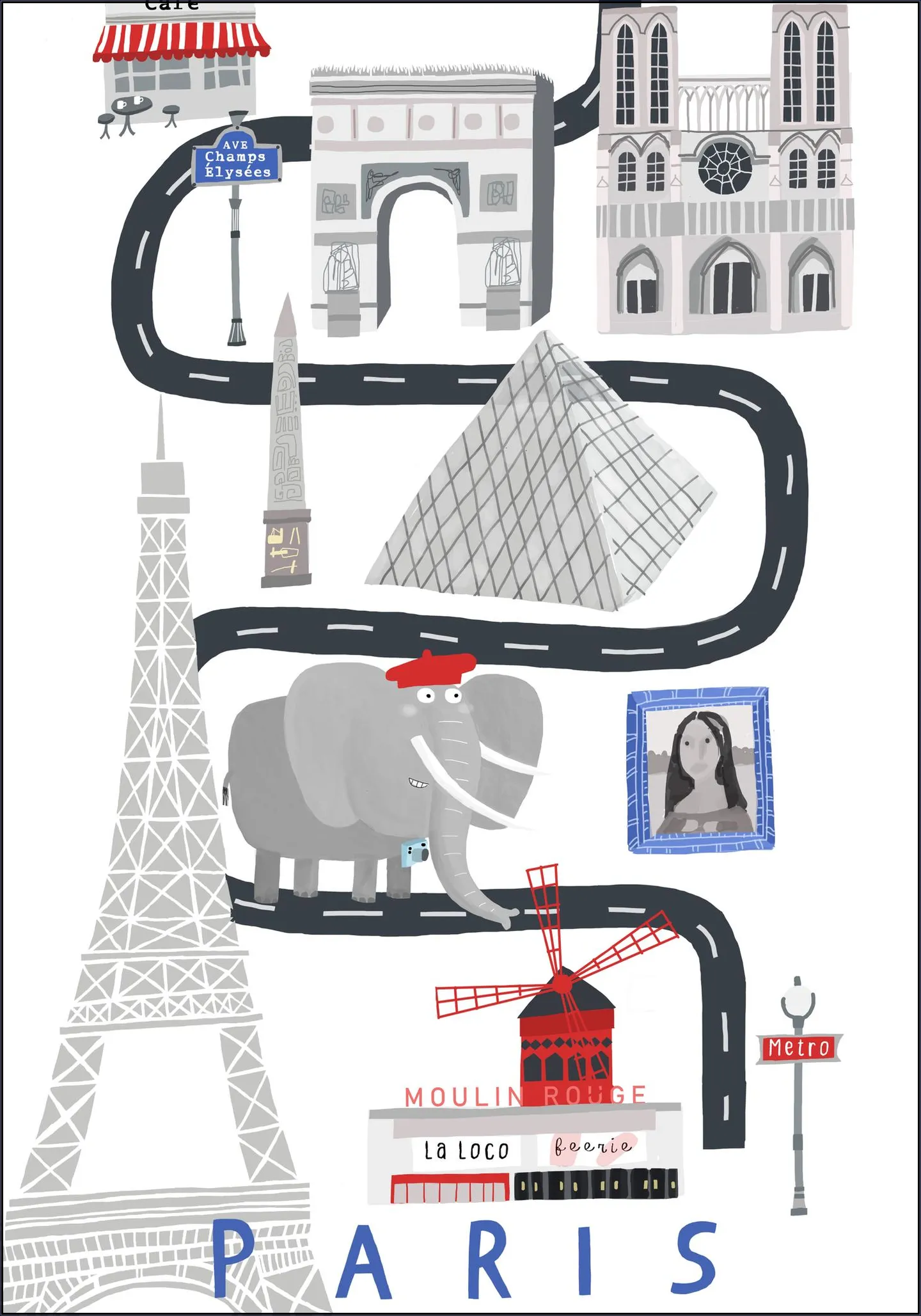 Paris City With Cute Elephant Tourist