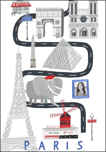 Paris City With Cute Elephant Tourist