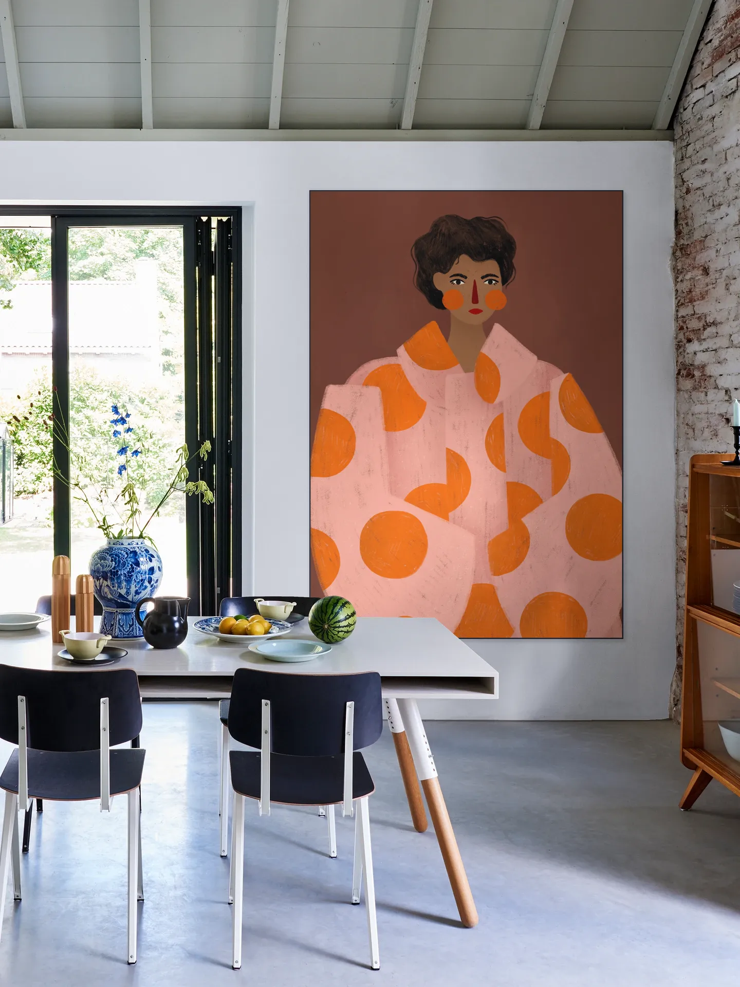 Woman With Orange Dots