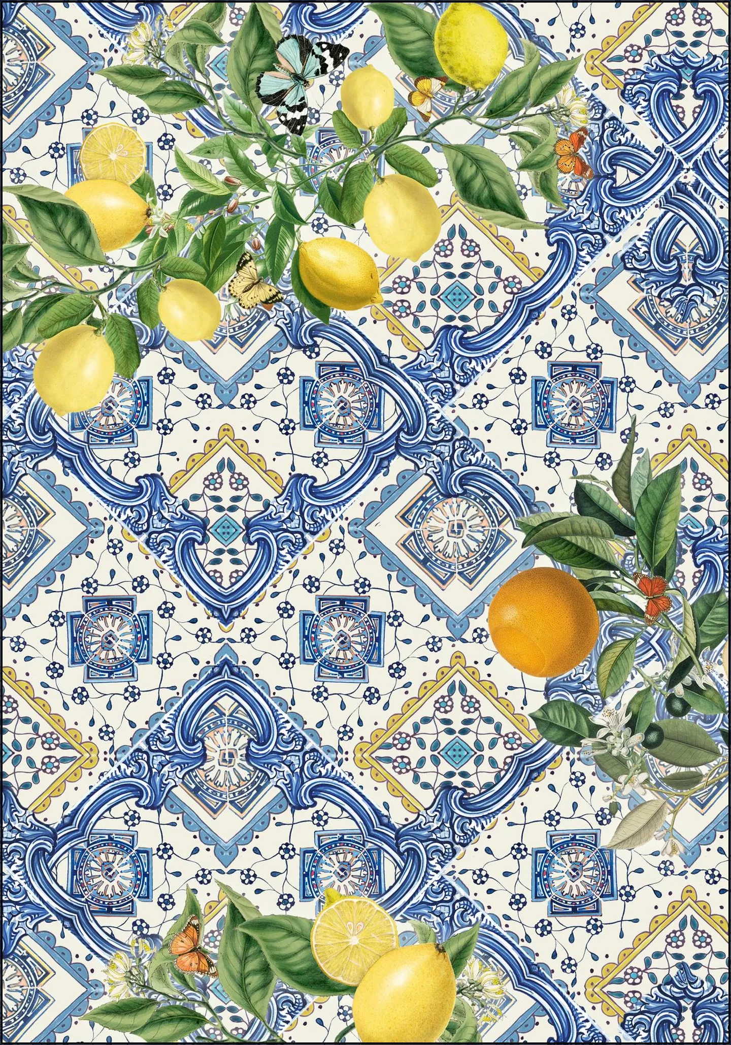Mediterranean tiles lemons and oranges III
