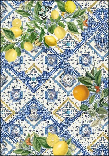 Mediterranean tiles lemons and oranges III