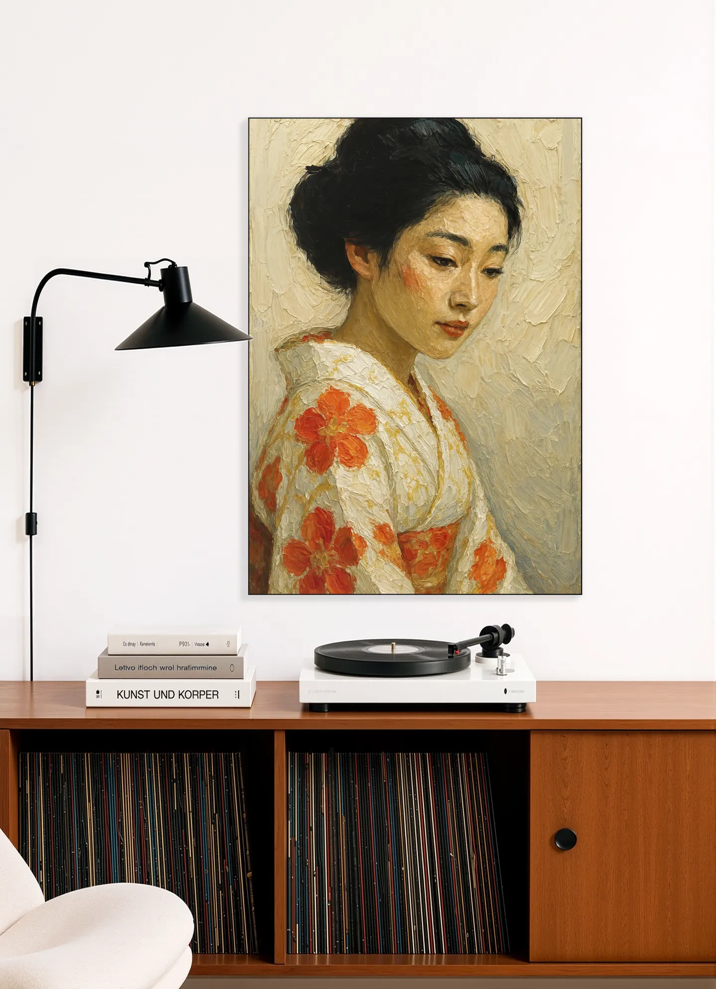 Japanese Woman in Kimono with Flowers