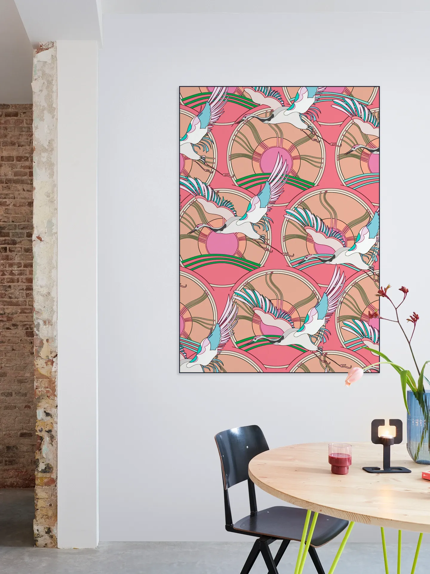Crane Bird Pattern Pink