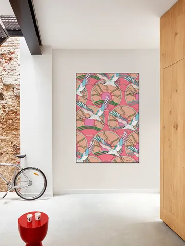 Crane Bird Pattern Pink