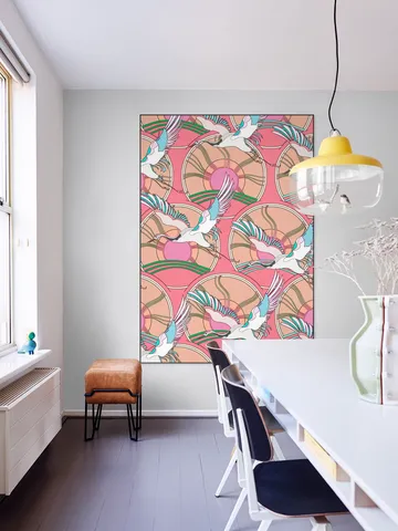 Crane Bird Pattern Pink