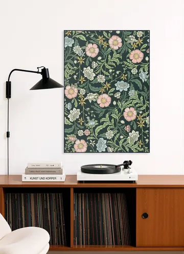Morris trailing floral foliage - dark green, pink