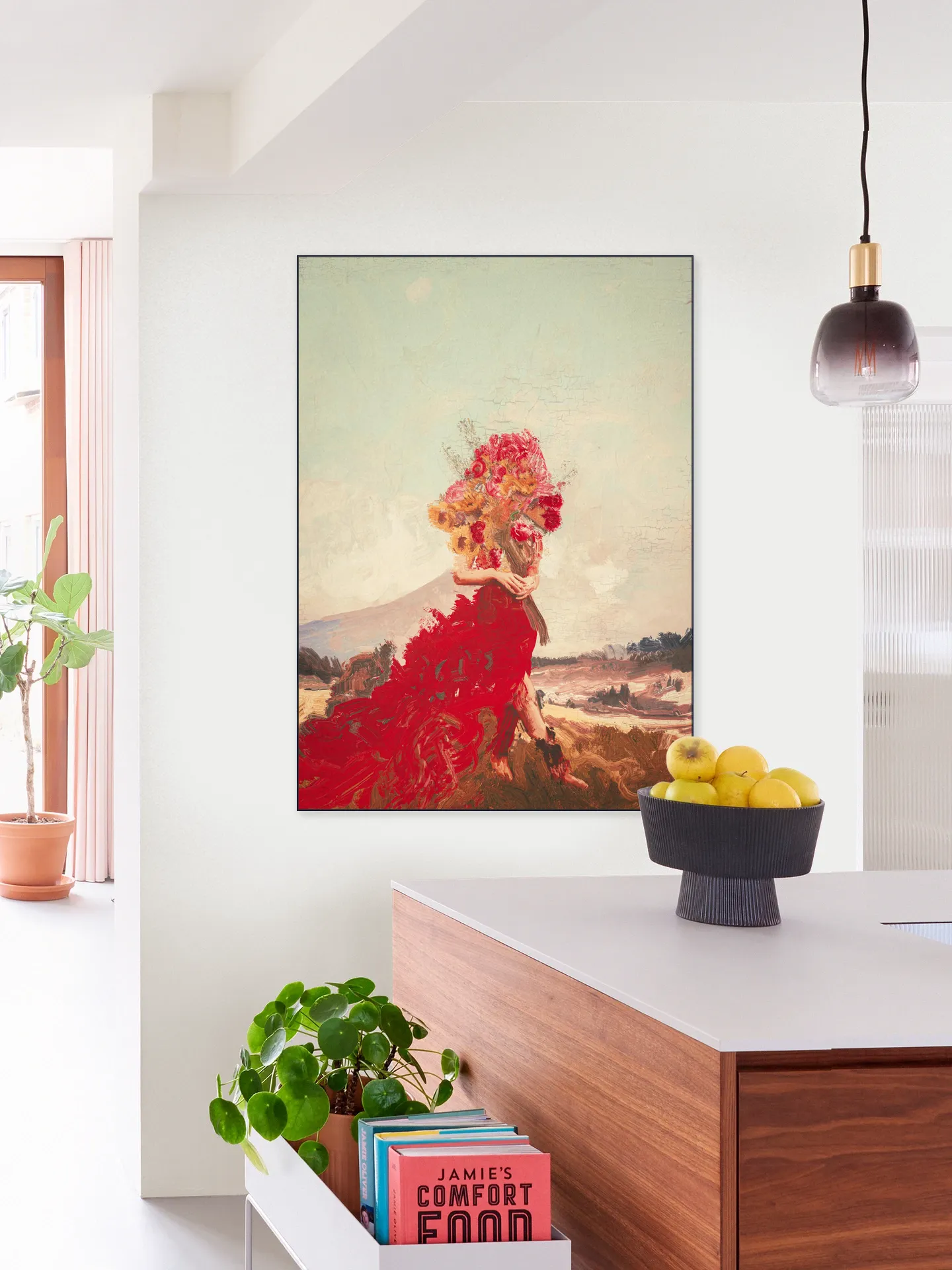 Girl With Flowers In Field
