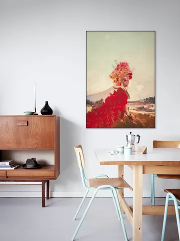 Girl With Flowers In Field