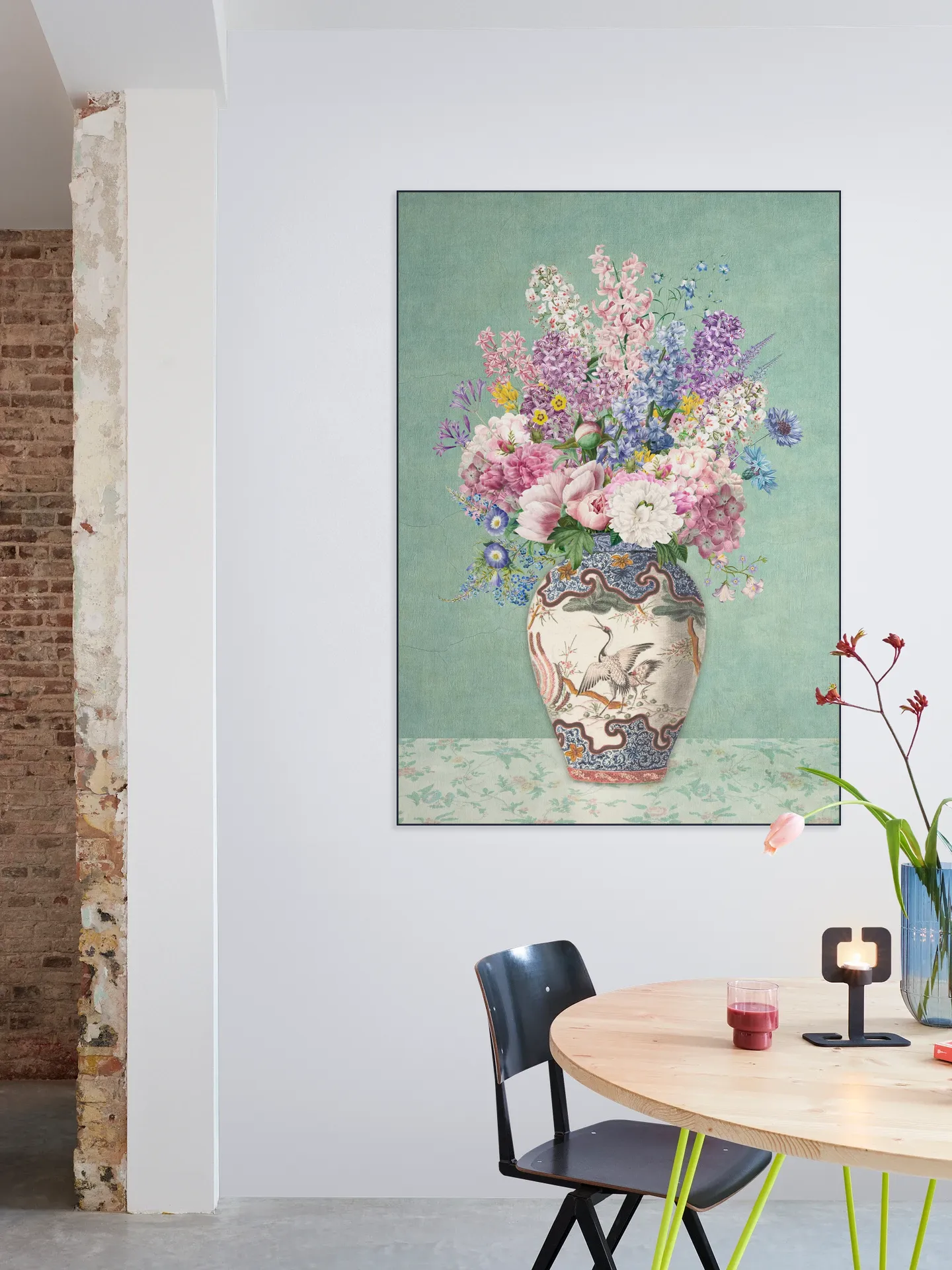 Vintage Floral Chinoiserie Vase