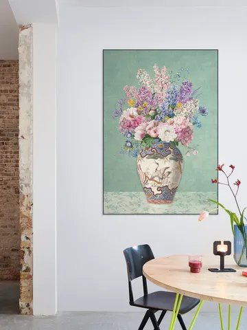 Vintage Floral Chinoiserie Vase