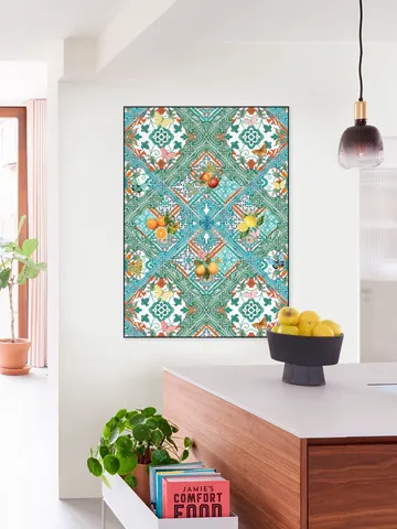 Mediterranean tiles and citrus fruit teal I