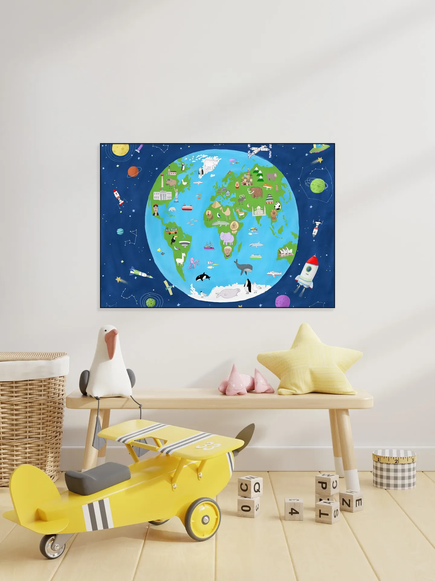 Illustrated Map of the World from Space