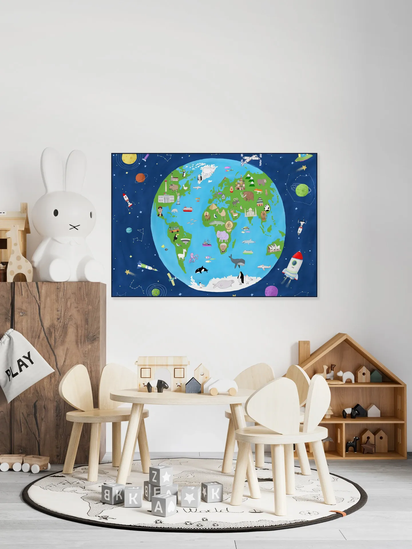 Illustrated Map of the World from Space