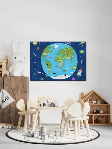 Illustrated Map of the World from Space