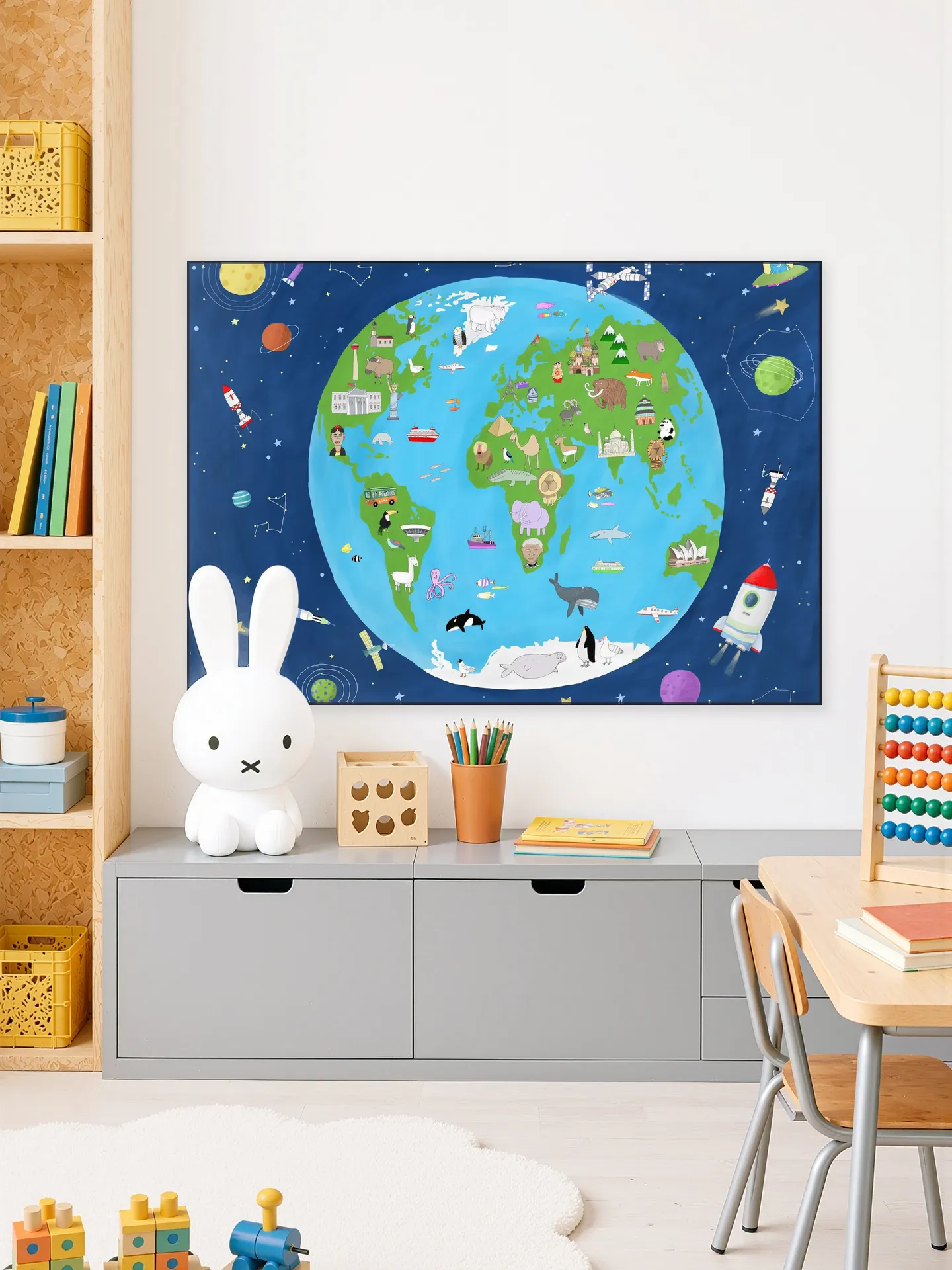 Illustrated Map of the World from Space