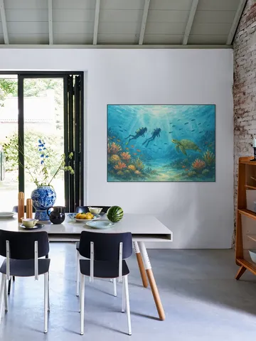 Duikers en Zeeschildpad bij het Koraalrif
