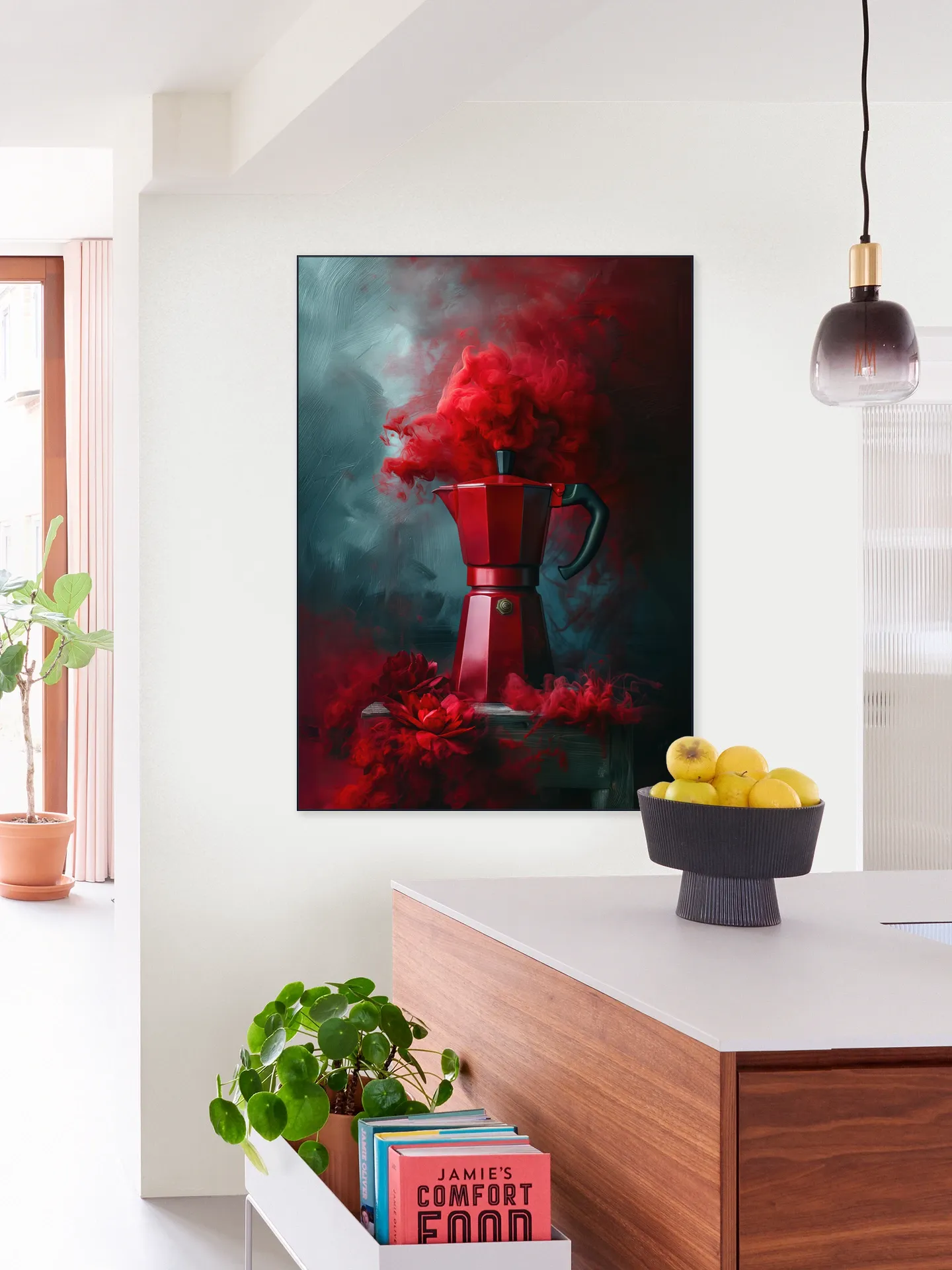 Italian Bialetti Coffee Percolator Red Smoke