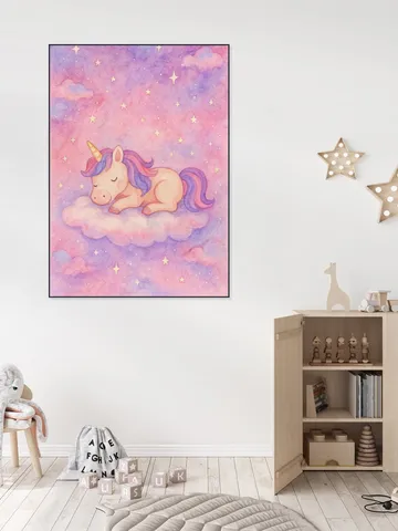 A Unicorn Dreaming on a Pink Cloud