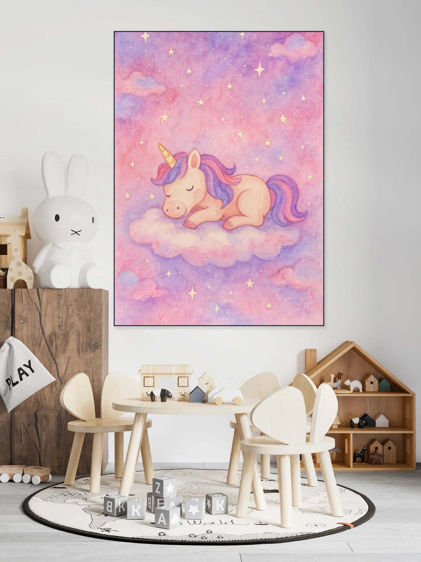 A Unicorn Dreaming on a Pink Cloud