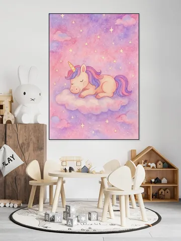 A Unicorn Dreaming on a Pink Cloud