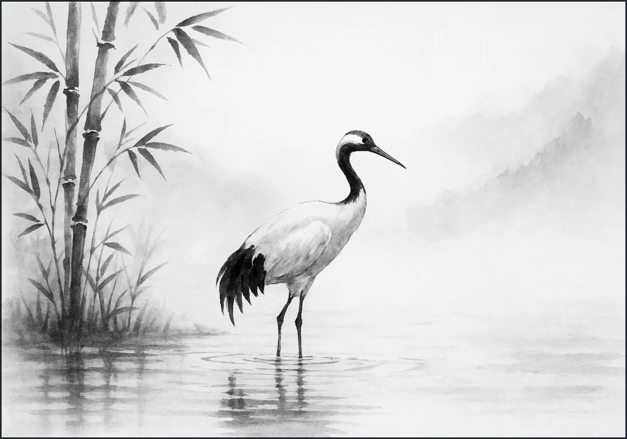Crane in the Morning Mist