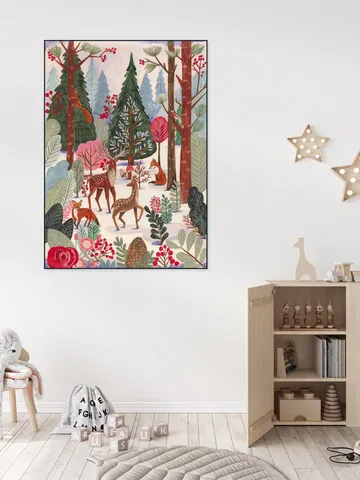 Animals in winter forest