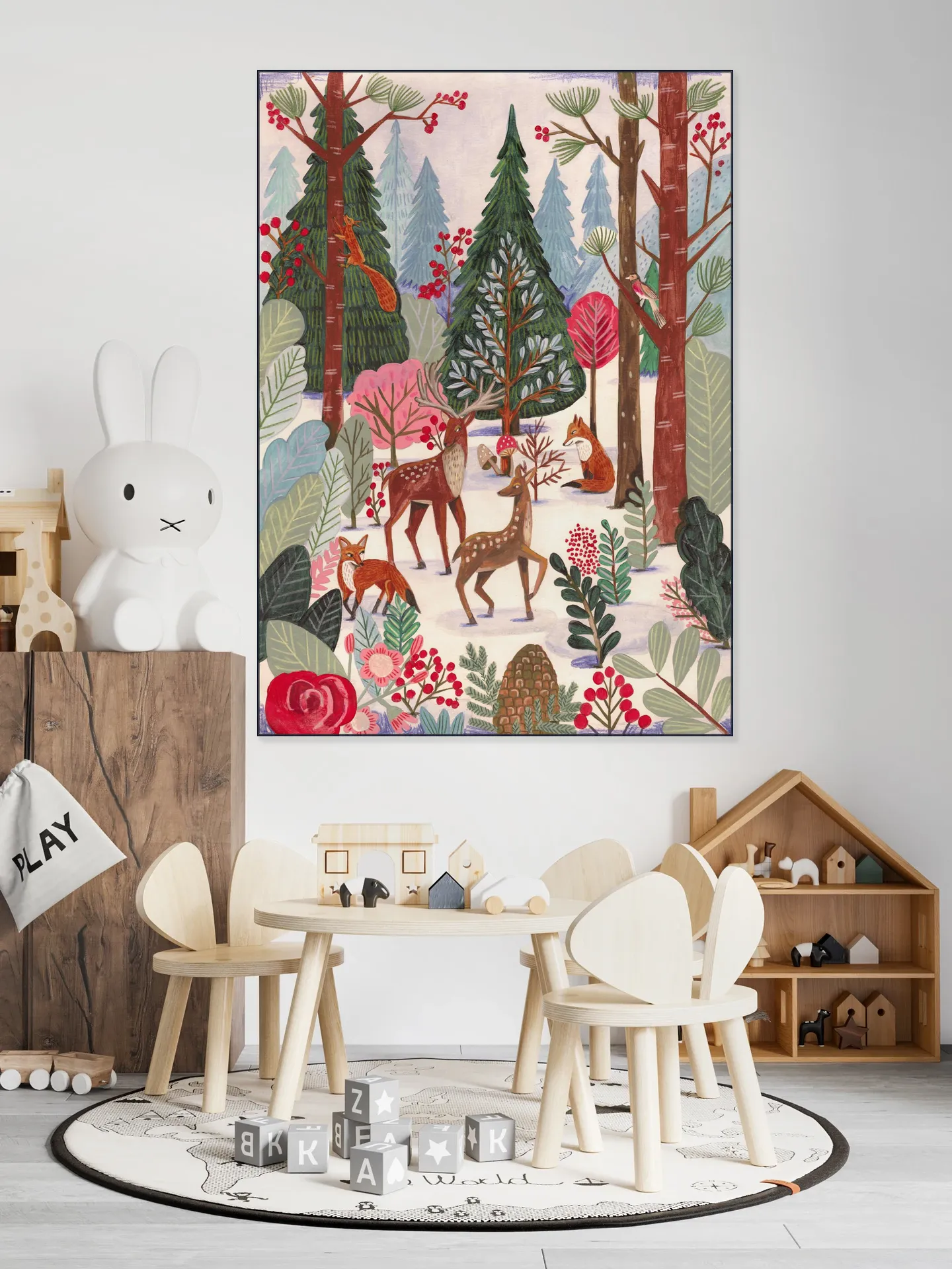 Animals in winter forest