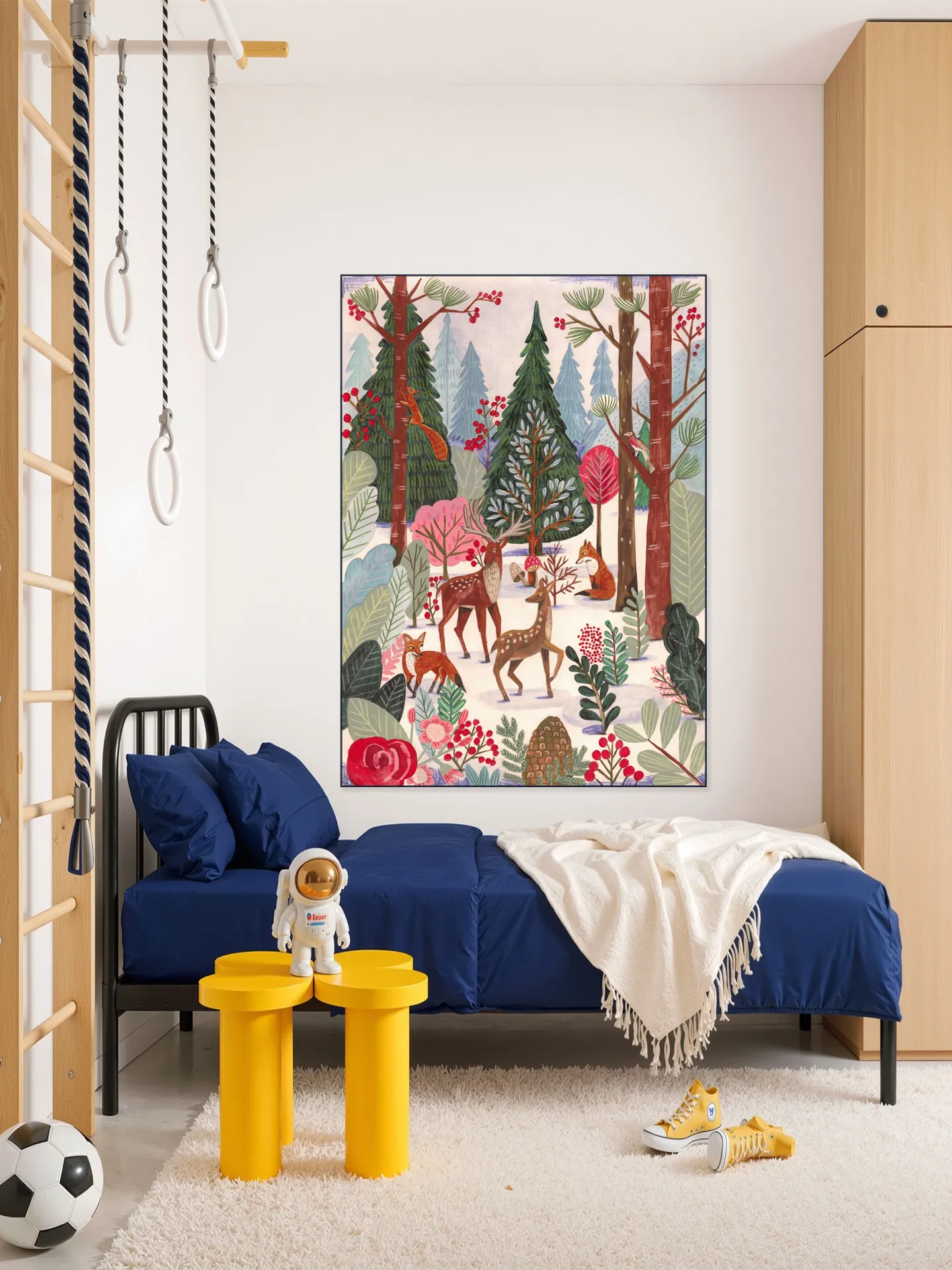 Animals in winter forest