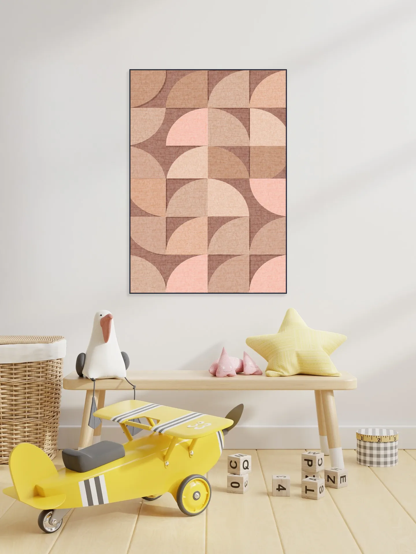 Mid Century Retro Geometry Mocha Pink Light