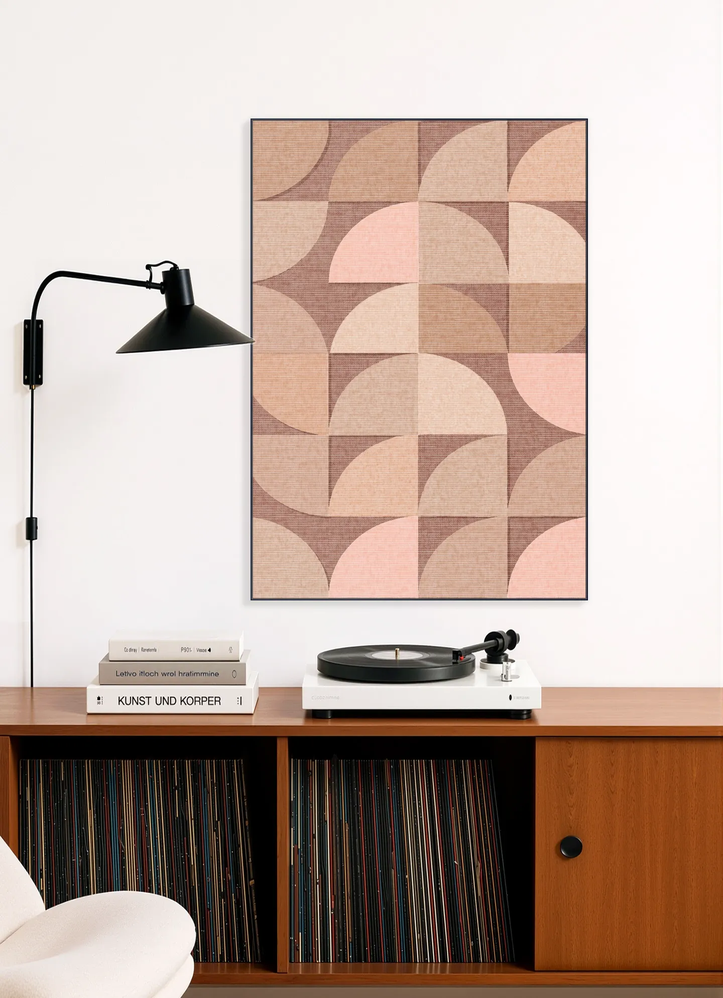 Mid Century Retro Geometry Mocha Pink Light